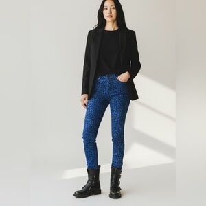 J Brand Blue Leopard Print Frayed Hem Women Jeans Royal Blue Size 31 NEW $228